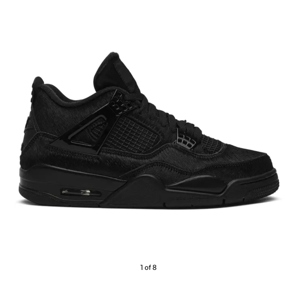 Rare Nike x Olivia Kim Air Jordan 4 Retro Women's Black Fur Sneakers
